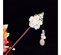 NIULIniuli Hair Stick,Chinese Hairpins,Hair Pin Stick Chino étnico Antiguo Vestido de Horquilla Borla Madera Color Esmalte Horquilla 11Rojo(10White Petals)