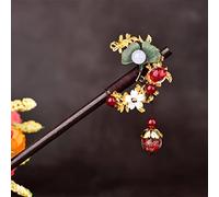 NIULIniuli Hair Stick,Chinese Hairpins,Hair Pin Stick Chino étnico Antiguo Vestido de Horquilla Borla Madera Color Esmalte Horquilla 11Rojo(13Alloy Agate)