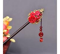 NIULIniuli Hair Stick,Chinese Hairpins,Hair Pin Stick Chino étnico Antiguo Vestido de Horquilla Borla Madera Color Esmalte Horquilla 11Rojo(11Red)