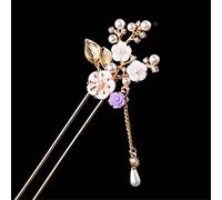 NIULIniuli Hair Stick,Chinese Hairpins,Hair Pin Stick Horquilla con Flecos Largos Estilo Retro, Palo de Madera for el Pelo, Cuentas de Perlas, Paso batido, Boda China, Novia 2(7)