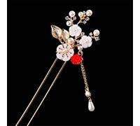 NIULIniuli Hair Stick,Chinese Hairpins,Hair Pin Stick Horquilla con Flecos Largos Estilo Retro, Palo de Madera for el Pelo, Cuentas de Perlas, Paso batido, Boda China, Novia 2(9)
