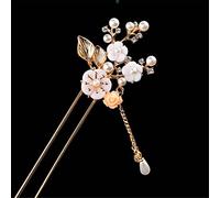 NIULIniuli Hair Stick,Chinese Hairpins,Hair Pin Stick Horquilla con Flecos Largos Estilo Retro, Palo de Madera for el Pelo, Cuentas de Perlas, Paso batido, Boda China, Novia 2(8)