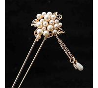 NIULIniuli Hair Stick,Chinese Hairpins,Hair Pin Stick Horquilla con Flecos Largos Estilo Retro, Palo de Madera for el Pelo, Cuentas de Perlas, Paso batido, Boda China, Novia 2(1)