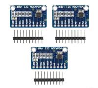 NiuLumea 3pcs 16-Bit I2C para módulo ADC, convertidor de voltaje amplio 2.0V-5.5V con alta tasa de muestreo, instrumentación industrial y de consumo (azul)