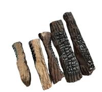 NiuLumea 5 troncos artificiales para chimenea, madera de cerámica resistente al calor para chimeneas de bioetanol o gas, juego de leña falsa decorativa realista