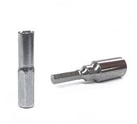 NiuLumea Adaptador de transductor hexagonal de 6,35 mm a 4 mm, puntas de destornillador de aleación de acero, plata, juego de 2 piezas (1 x 6,354 mm + 1 x 46,35 mm)