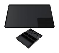 NiuLumea Alfombrilla de café de silicona, con sección de drenaje, resistente al calor, antideslizante, desmontable, multifunción, para encimera de cocina de esquina de café (silicona) (negro)