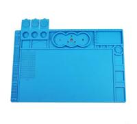 NiuLumea Alfombrilla de soldadura grande de silicona, 48 x 32 cm, almohadilla de trabajo antideslizante para reparación de electrónica, estación de soldador TE-506, color azul