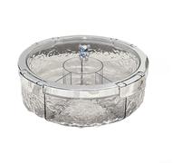 NiuLumea Bandeja plateada con corte de cristal con 5 compartimentos y núcleo de hielo, plato acrílico para aperitivos con tapa para frutas, verduras, aperitivos de fiesta (gris transparente)
