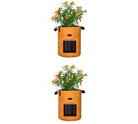 NiuLumea Bolsas de fieltro transpirable para crecimiento de plantas con lateral, paquete de 2 macetas de tela de 7 a 10 galones para cultivar papas, tomates y zanahorias (naranja-M)