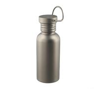 NiuLumea Botella de agua de titanio puro de 500 ml, ligera, resistente al óxido, con tapa de asa, para camping, senderismo, viajes, color gris (500 ml)