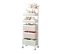 NiuLumea Carrito de almacenamiento deslizante para cocina y baño, estantería de metal estrecha con 360 ruedas bloqueables, 25.98 x 12.99 x 6.69 pulgadas, color negro