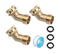 NiuLumea Codo de manguera de jardín de latón de 45 grados, rosca GHT de 3/4 pulgadas, grifos y mangueras para exteriores, conector de ángulo dorado para caravanas, césped, jardines