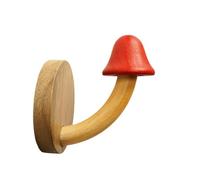 NiuLumea Creative - Gancho de pared de madera de hongo, no requiere perforación, organizador colgante de madera de loto maciza con respaldo, 1 paquete