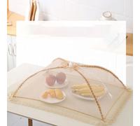 NiuLumea Cubierta plegable de malla transpirable con diseño de paraguas, mantel de encaje vintage para pícnic, 50 x 70 cm, color plateado