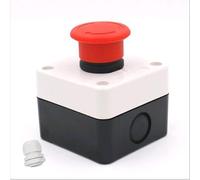 NiuLumea E-Stop - Estación de interruptor de botón, autobloqueo de hongo rojo, contacto 1NO, AC220 V 10 A, carcasa ABS impermeable IP65, instalaciones industriales y eléctricas
