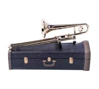 NiuLumea Elegante caja de música de trombón triste, adorno de trombón de plástico hecho a mano, diseño portátil de operación de prensa, especial decoración del hogar, sorpresa memorable, negro (A)