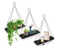 NiuLumea Estantes de madera para colgar en la pared para plantas y decoración, estantes flotantes rústicos, hechos a mano, paquete de 3, diseño que ahorra espacio, 41 x 15 x 12 cm, para baño
