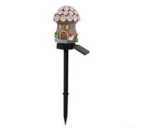 NiuLumea Fairy House Luz solar para jardín, resistente a la intemperie, lámpara LED de resina para patio al aire libre, noche automática para decoración de iluminación, diseño de hongos (2)