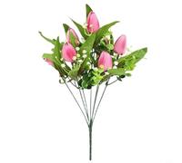 NiuLumea Flores artificiales vibrantes para tallos de tulipán de 36 cm, flores falsas de plástico, decoración del hogar, jardín, centros de mesa de fiesta de boda (rosa)