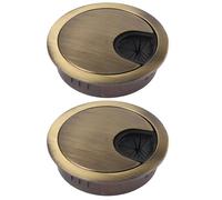 NiuLumea Fundas para agujeros de cables de escritorio de 53 mm, paquete de 2 ojales de metal, organizador de cables de escritorio de aleación de zinc con bronce verde, para bronce rojo y acabado
