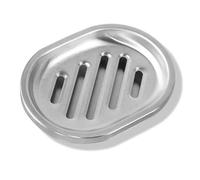 NiuLumea Jabonera de acero inoxidable de doble capa con agujeros de drenaje, soporte compacto para jabón de baño y cocina, color plateado
