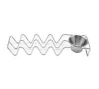 NiuLumea Juego de 4 soportes para tacos de acero inoxidable con taza, rollos de resorte en forma de onda, pollo, sándwiches, para rollos suizos, herramientas de cocina fáciles de limpiar