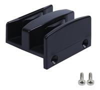 NiuLumea Juego de riel y tapón de cristal de ducha cromado, riel guía anticolisión de plástico para puertas correderas de baño (S, negro)