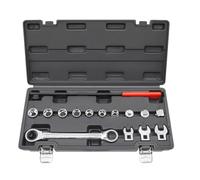 NiuLumea Kit de extracción de correa serpentina de trinquete con 15 llaves de pata de gallo, barra de extensión, enchufes de 13 a 19 mm, adaptadores de 3/8 pulgadas, 1/2 pulgadas, 3/4 pulgadas