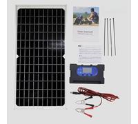NiuLumea Kit de panel solar de 17 W con controlador, identificación automática de 12 V 24 V, módulo monocristalino compacto para respaldo del hogar