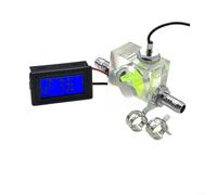 NiuLumea Medidor de flujo para sistema de refrigeración por agua con termómetro LED azul, kit de sensor de temperatura líquida de tres vías con clips de tubería y conectores (números verdes)