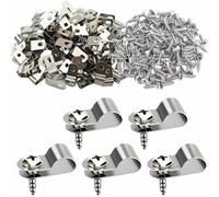 NiuLumea Paquete de 100 clips de alambre de acero inoxidable, abrazaderas de cable de 19 x 10 mm para alambre de 4 mm, con tornillos para valla al aire libre, jardín, uso en granja