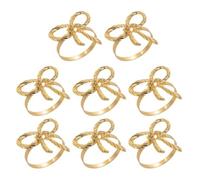 NiuLumea Paquete de 8 servilleteros de aleación con diseño de flores huecas, estilo de nudo de lazo dorado, 4,5 x 4,5 cm, bodas, vacaciones, uso diario