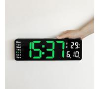 NiuLumea Reloj de pared digital con indicador de temperatura y fecha, reloj despertador de pantalla grande de 13 pulgadas con memoria de apagado, control remoto, para decoración del hogar, oficina