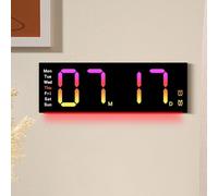 NiuLumea Reloj de pared digital con pantalla a color RGB, cuenta atrás y cronómetro, brillo ajustable, visualización de temperatura para sala de estar, gimnasio, oficina o aula