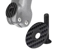 NiuLumea Tapa de fibra de carbono para auriculares de bicicleta, 31,8 mm, cubierta superior con perno de acero inoxidable, color negro y plateado