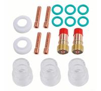 NiuLumea TIG Kit de lentes de gas de soldadura WP-17/18/26, antorchas, 17 piezas de 3/32 pulgadas #12 para juego de vasos gruesos con pinzas y anillos de latón