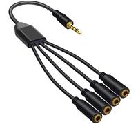 NiuLumea TRRS CTIA - Cable divisor de audio de 3,5 mm de 1 a 6, cable de extensión de micrófono para auriculares, computadora, smartphone, tablet, reproductor de MP3, color negro
