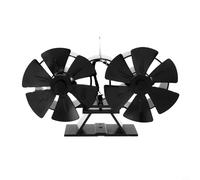 NiuLumea Ventilador de estufa para quemadores de leña, ventilador de chimenea alimentado por calor con cuchillas dobles, ventilador de aluminio silencioso para una circulación eficiente del aire