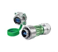 NiuLumea Verde DH-24 LC Monomodo Dual Core Fibra Conector IP68 Calificado 10Gbps Alta Estabilidad para Equipo de Automatización Solar Marina Aleación (A)