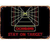NIUMOWANG Cartel de metal con texto en inglés "Stay on Target", versión 2, póster de lata de 30,5 x 20,3 cm