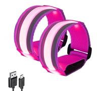 Niumowang Pulsera LED recargable, 2 Piezas Pulsera Luminosa, 3 Modos Brazalete LED Running, bandas luminosas USB, Pulsera LED, longitud ajustable, para Correr, Practicar Senderismo o Ciclismo