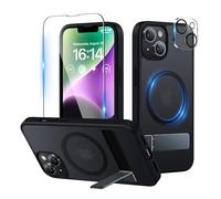 Niunisi Funda magnética para iPhone 14 Plus de 6.7 pulgadas (2022), soporte delgado con protector de pantalla compatible con Magsafe a prueba de golpes, translúcido mate, funda para teléfono (negro