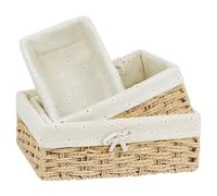 Niuny Cestas Almacenaje Mimbre 3Pcs Cestas Almacenaje Baño Caqui Cesta Organizadora Cesto Mimbre Cesta Pequeña Decorativas Apilable con Forro para Guardar Juguetes Mandos a Distancia Y Cosméticos
