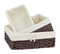 Niuny Cestas Almacenaje Mimbre 3Pcs Cestas Almacenaje Baño Marrón Cesta Organizadora Cesto Mimbre Cesta Pequeña Decorativas Apilable con Forro para Guardar Juguetes Mandos a Distancia Y Cosméticos