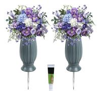 Niuny Jarrón De Cementerio 2pcs Jarrones para Cementerio Jarrón De Plástico Funerario Jarrones De Plástico con Pinchos De Metal Juego De Decoración Jarrone De Tumbas para Decorar un Cementerio