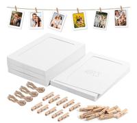 Niuny Marco de Fotos de Papel 40pcs Marcos de Fotos 5 Pulgadas Marcos de Cartón Blanco Guirnalda de Foto con 40 Piezas Clips y Cuerda Colgar Foto con Pinzas Para Hogar Colegio Oficina Pared DIY