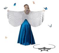 Niuoppy Capa de alas de pájaro para mujer, disfraz de alas de pájaro para fiesta de Halloween con máscara, alas de chal de pájaro, accesorio de disfraz para Navidad, Halloween, fiesta, cosplay, baile