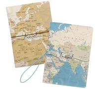 Niuoppy Soporte para pasaporte, funda para pasaporte de mapa del mundo, funda de viaje con funda para tarjetas, banda elástica, protector para billetes de viaje, multicolor, Talla única, Estilo 3