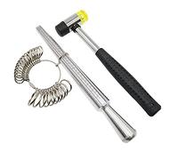 NIUPIKA Ring Mandrel Metal Ring Gauge Set con mazo de goma Herramienta de medición de anillo de martillo Tamaño del Reino Unido A-Z Herramientas para hacer joyas